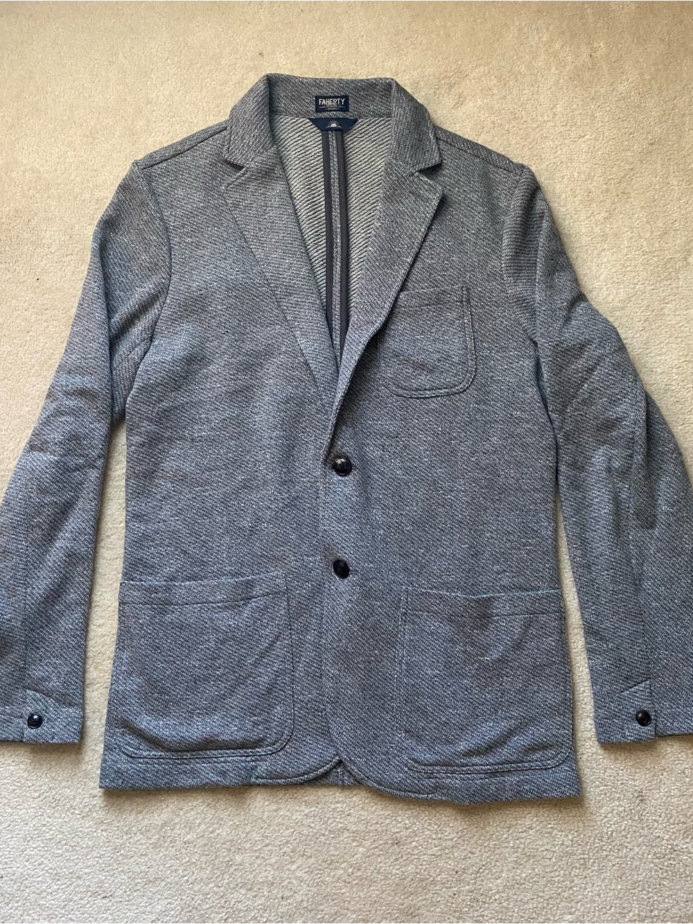 Faherty Reserve Inlet Knit Blazer Gray Melange Deconstructed Modern Casual Med